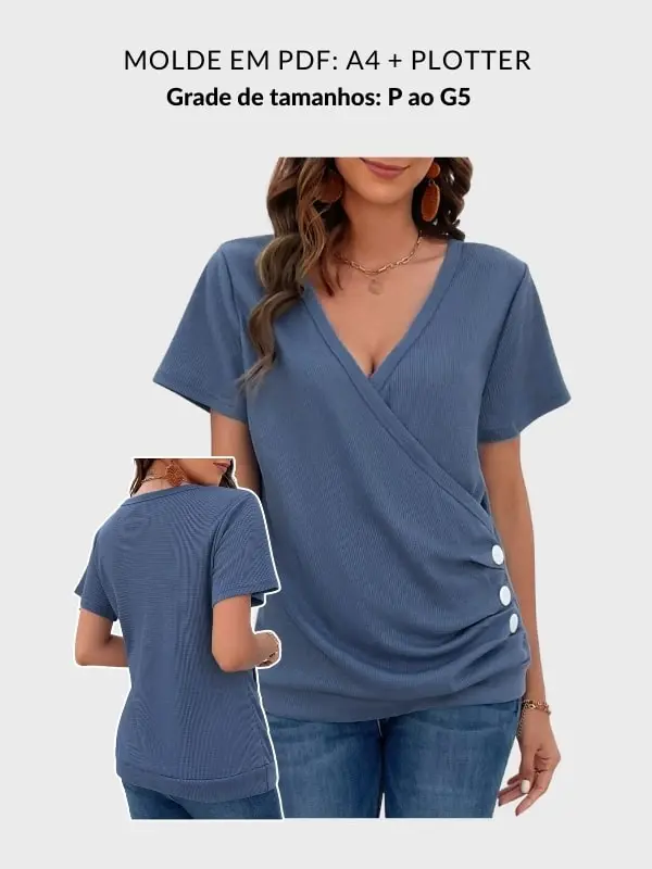 Molde Blusa com transpasse Gabriela