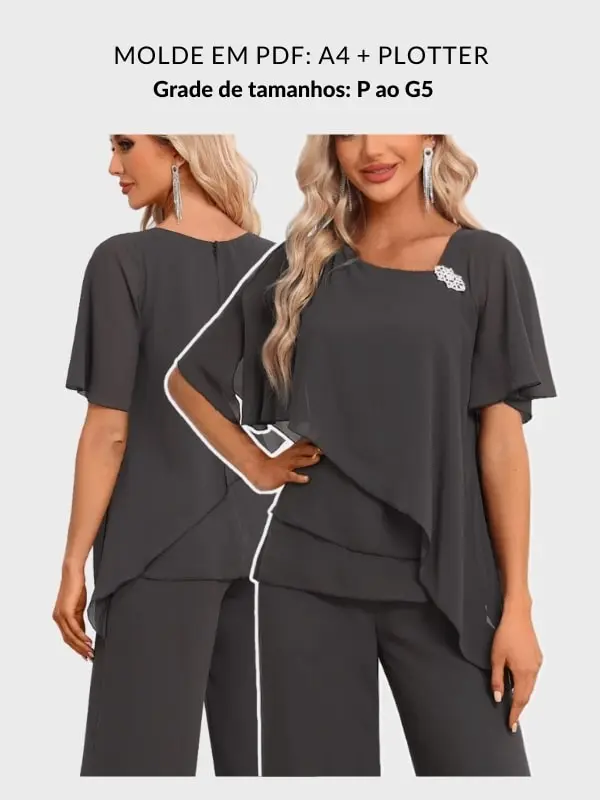 Molde blusa assimétrica Milena