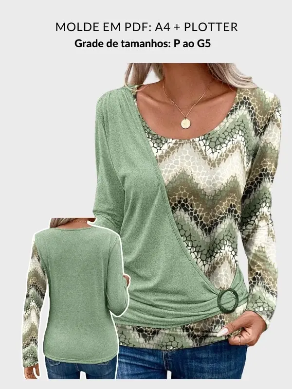 Molde blusa com transpasse lateral Lorena