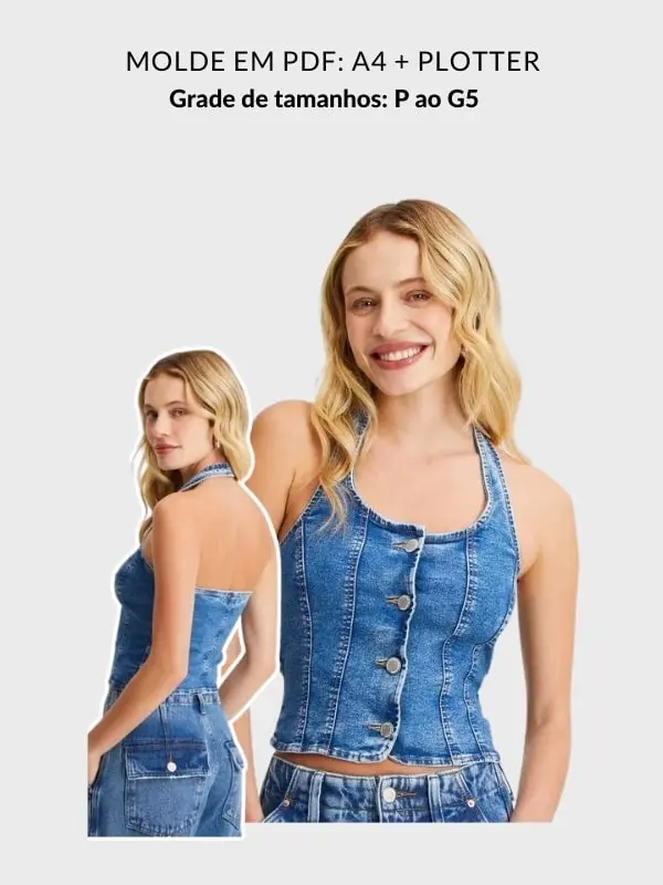 Molde blusa cropped jeans Esther