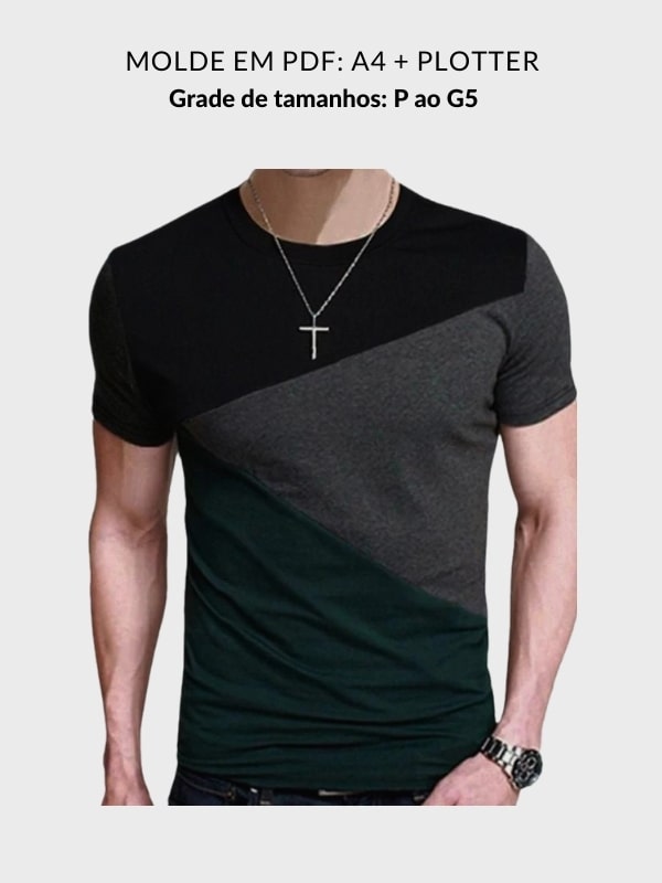 Molde camiseta masculina com recortes Alex