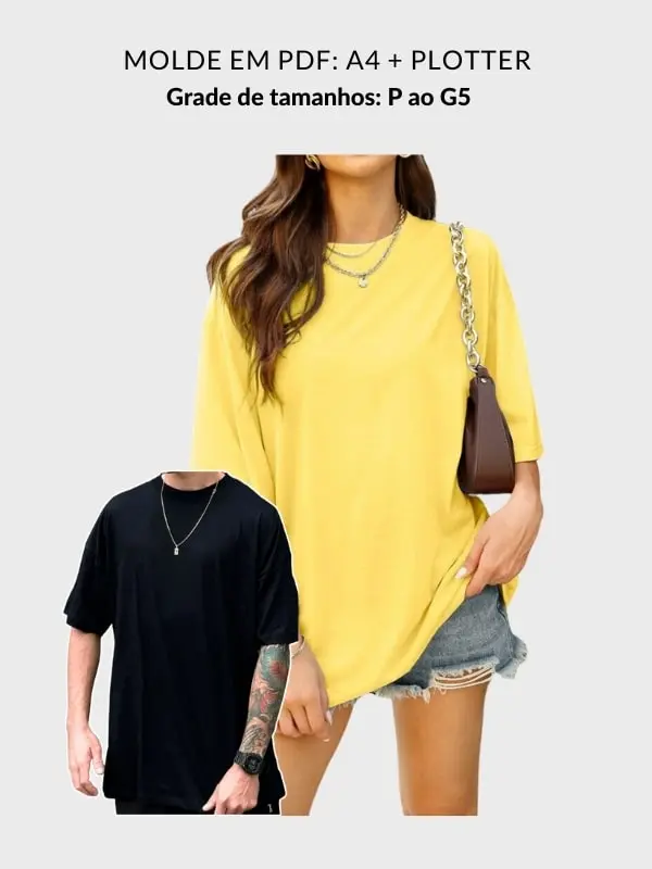 Molde camiseta unissex oversized