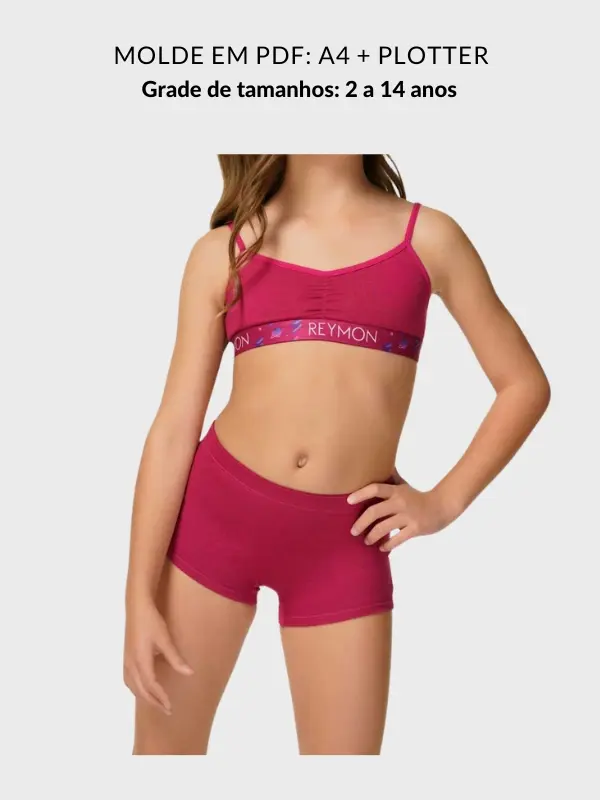Molde conjunto calcinha e sutiã boxer infantil