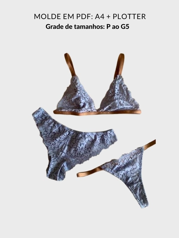 Molde conjunto três peças lingerie