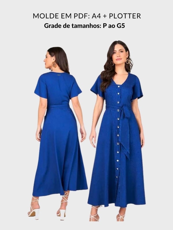 Molde vestido chemise com botões Bianca