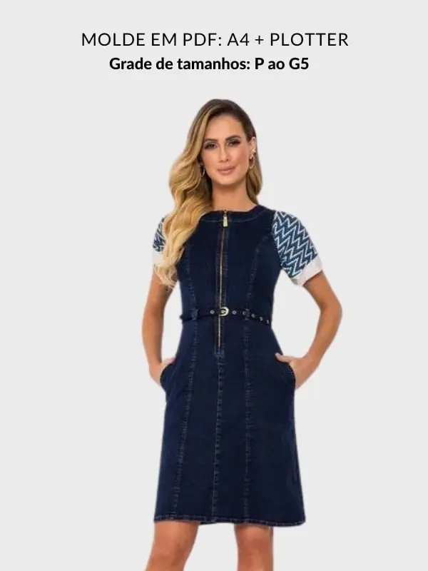 Molde vestido jeans com bolso elizabeth