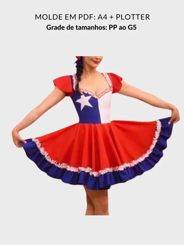 Molde vestido godê em malha