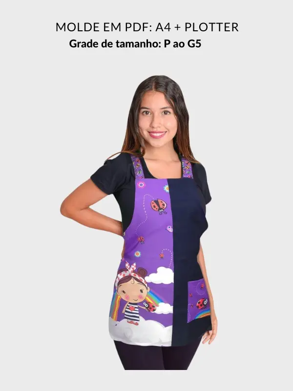 Molde avental professora com Bolso