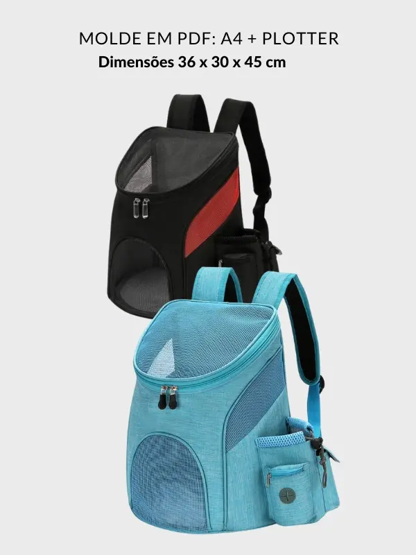 Molde bolsa de transporte pet com porta Garrafa