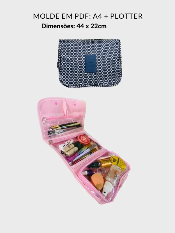 Molde bolsa necessaire com 3 bolsos