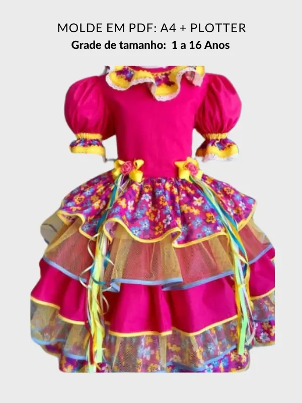 Molde vestido festa junina Infantil Moldes WG - Main Image