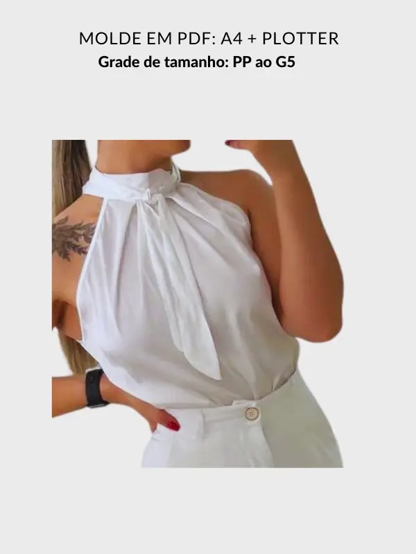 Molde blusa cava americana com amarração