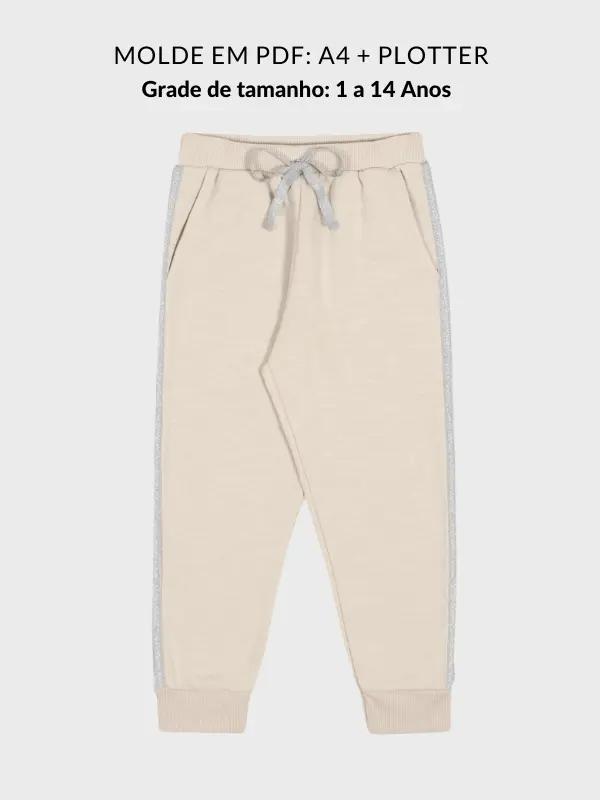 Molde calça infantil unissex moletom