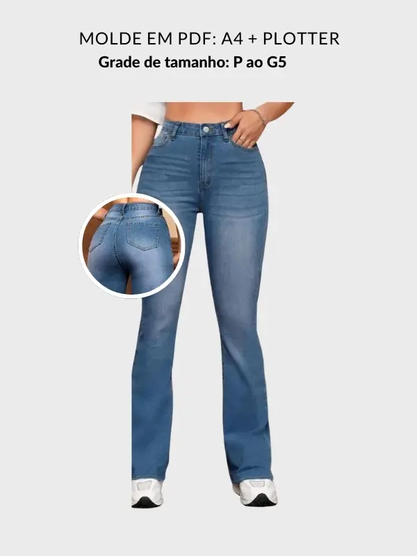 Molde calça jeans flaire