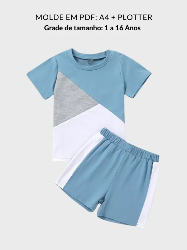 Molde conjunto infantil em malha com recortes