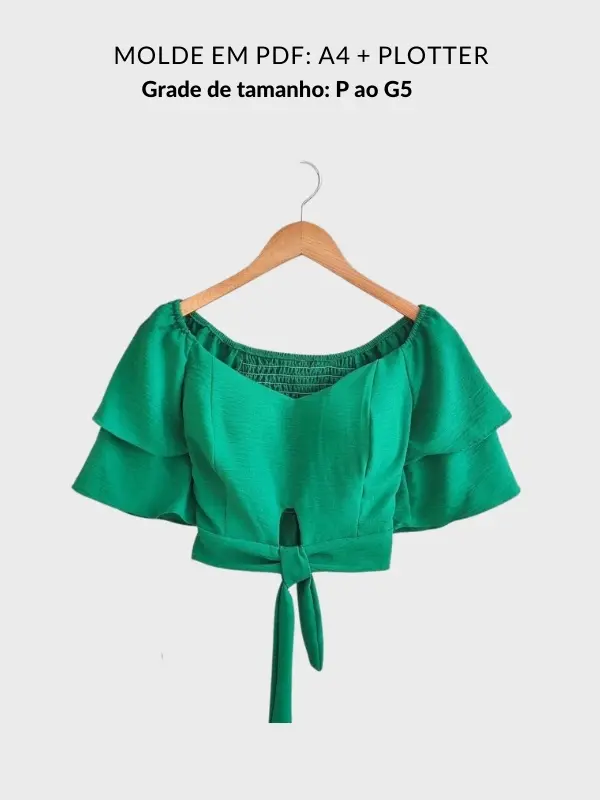 Molde cropped com elastex nas costas