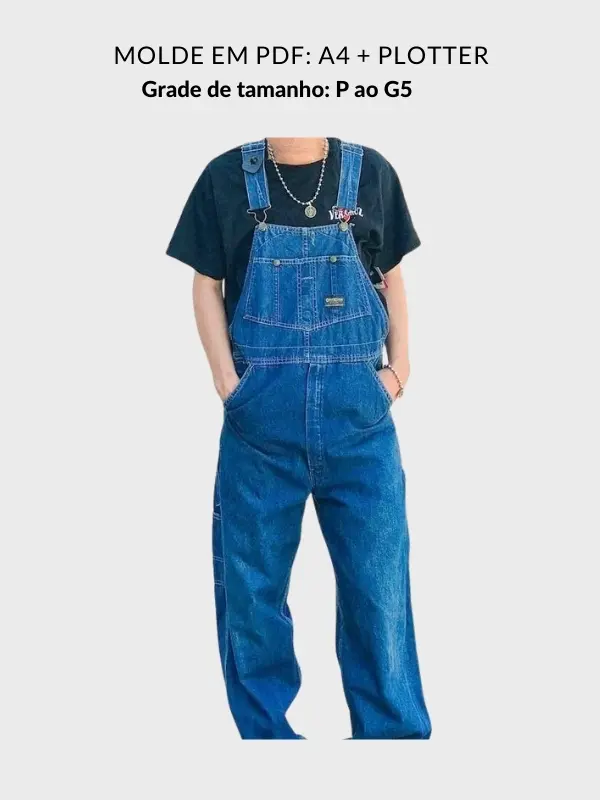 Molde jardineira jeans masculina