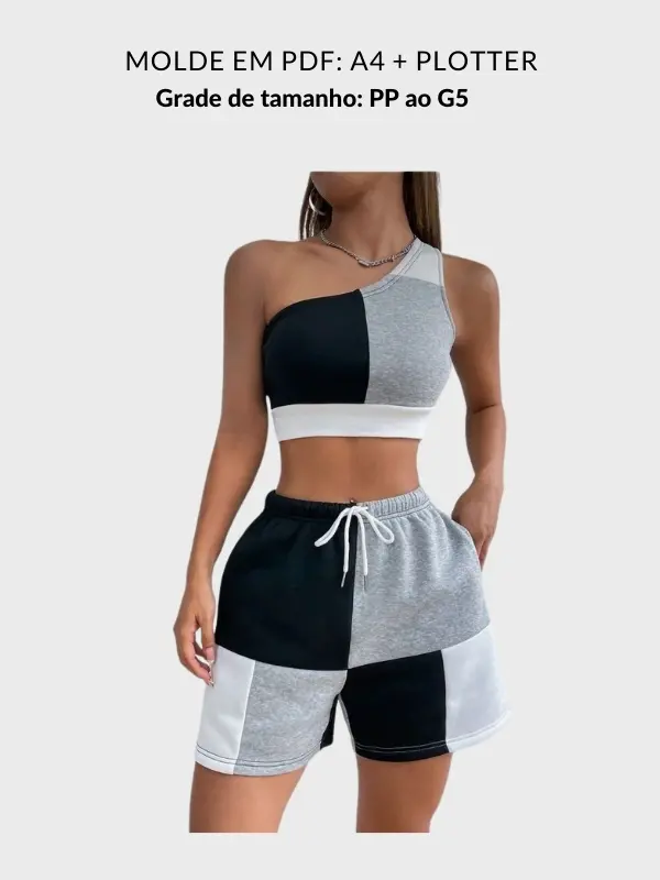 Molde top nula manga e short
