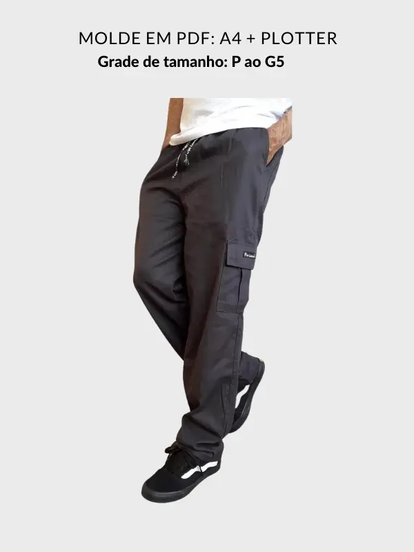 Molde calça cargo masculina com bolso