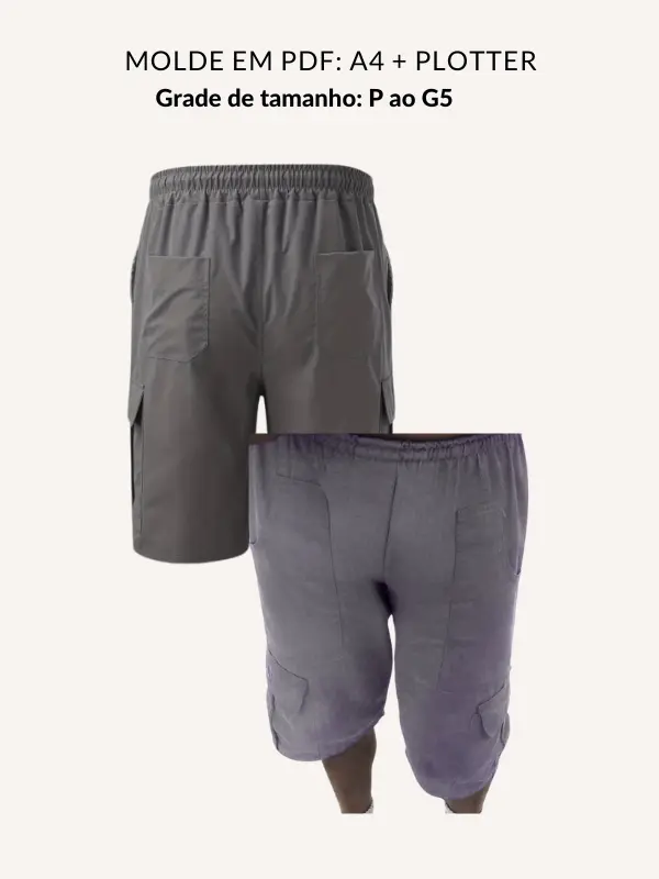 Molde bermuda masculina com elástico