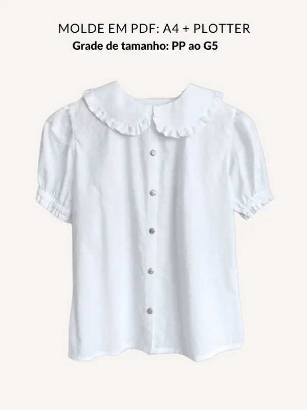 Molde blusa com botões e gola