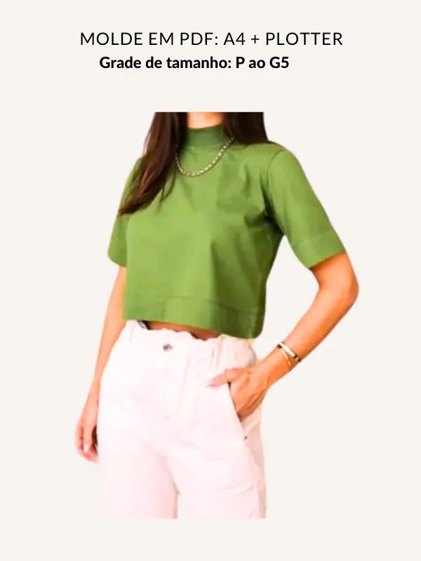 Molde blusa com mangas gola alta