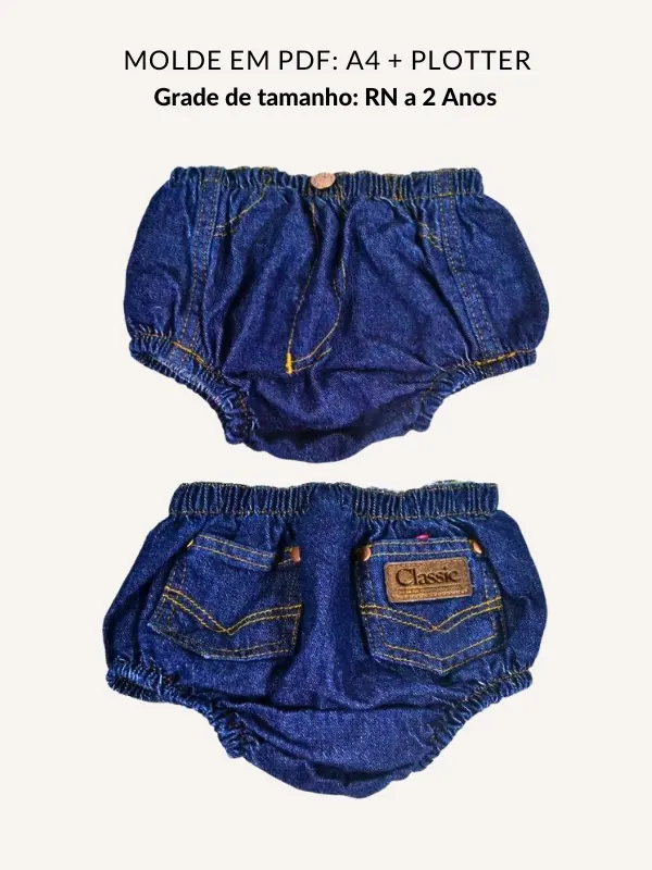 Molde calcinha infantil tapa fraldas