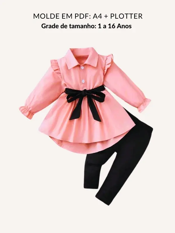 Molde conjunto infantil com blusa manga longa