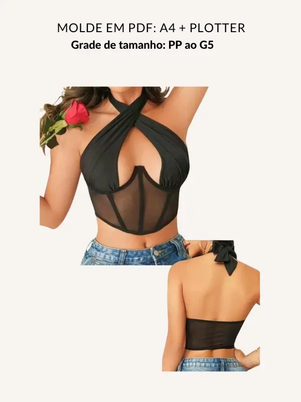 Molde cropped em tule