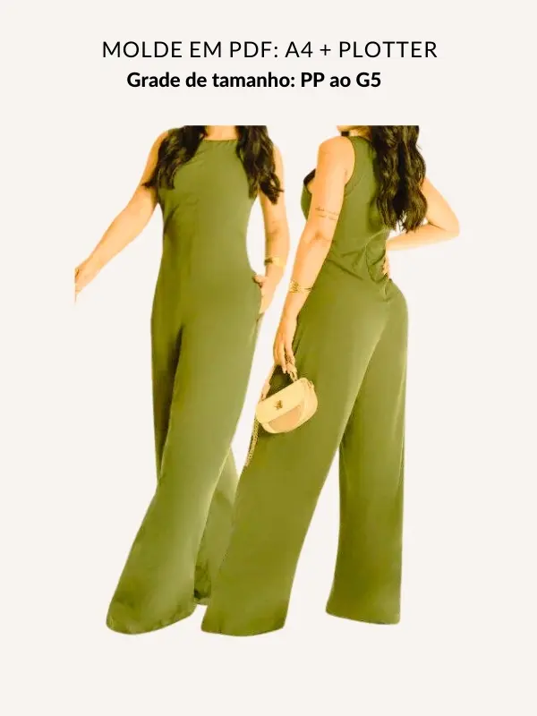 Molde macacão pantalona sem mangas