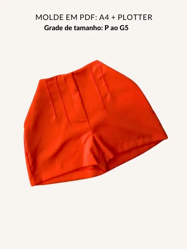 Molde short com pregas alfaiataria