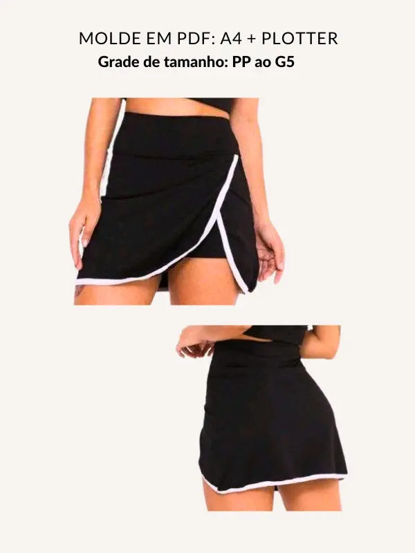 Molde short saia fitness com cos anatomico