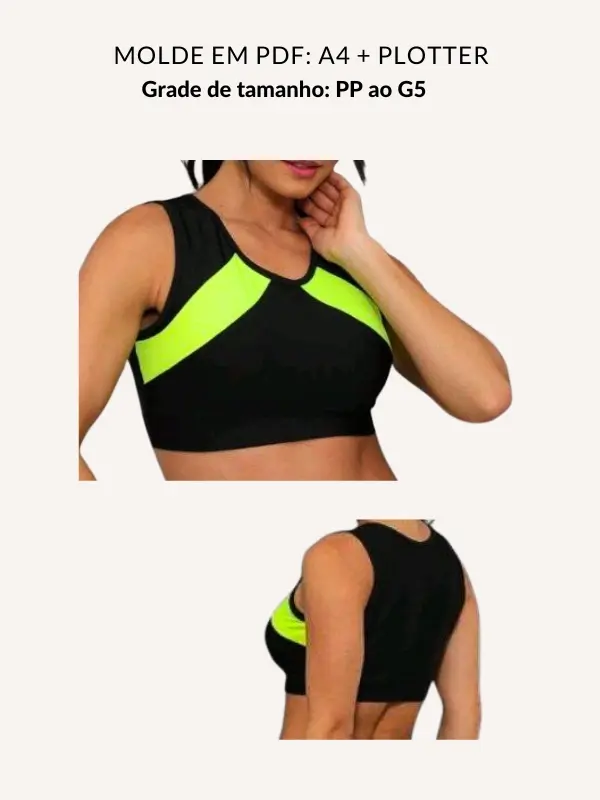 Molde top fitness com recortes