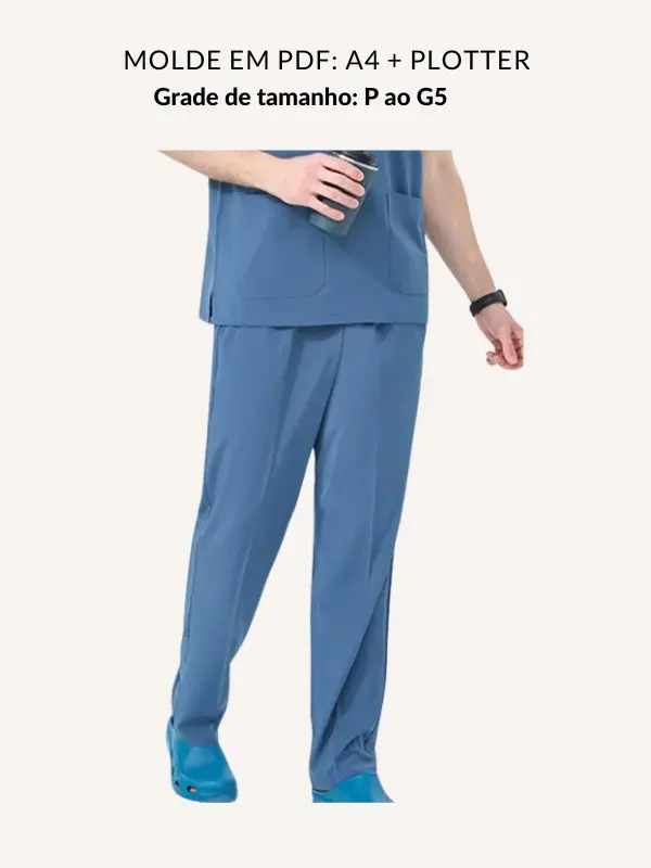 Molde calca pijama cirúrgico com bolsos unissex