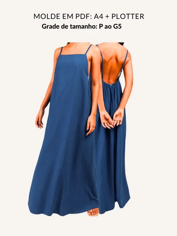 Molde vestido de alças com elástico nas costas