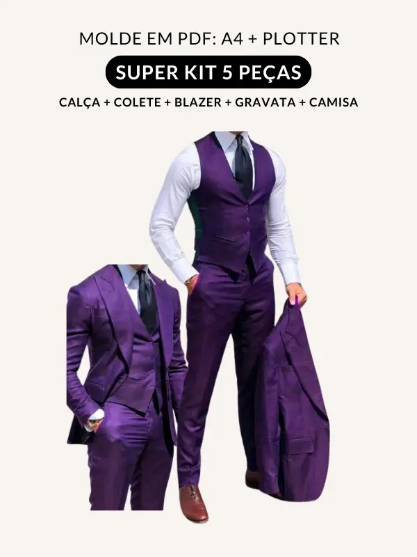 Molde kit social masculino com 5 peças