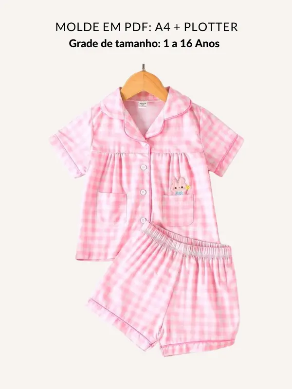 Molde pijama infantil verao feminino