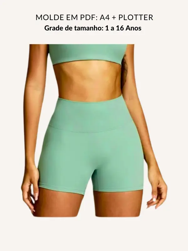 Molde short fitness infantil sem costura