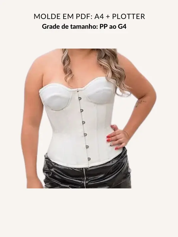 Molde corset overbust bojo separado e fecho frontal