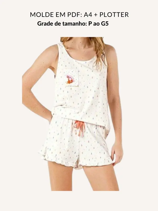 Molde kit pijama regata e short