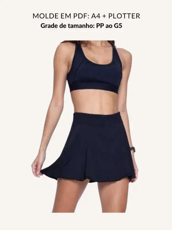 Molde kit short saia e top nadador