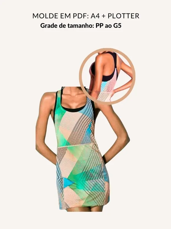 Molde vestido fitness costas nadador