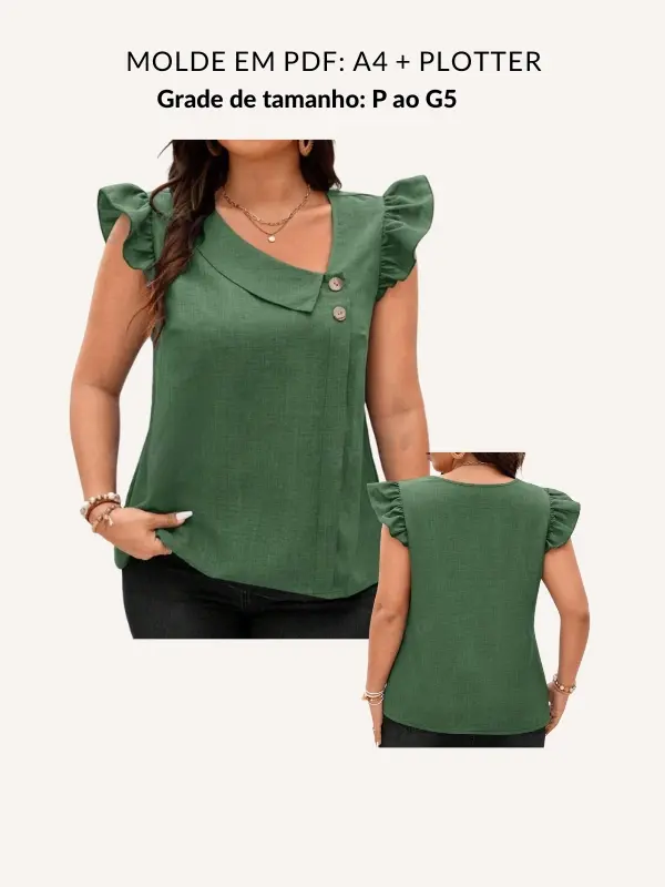 Molde blusa assimétrica com botões