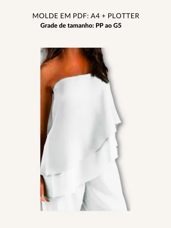 Molde blusa assimétrica tomara que caia