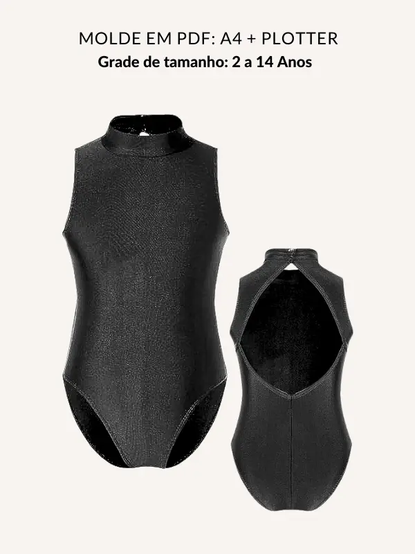 Molde collant infantil com decote nas costas