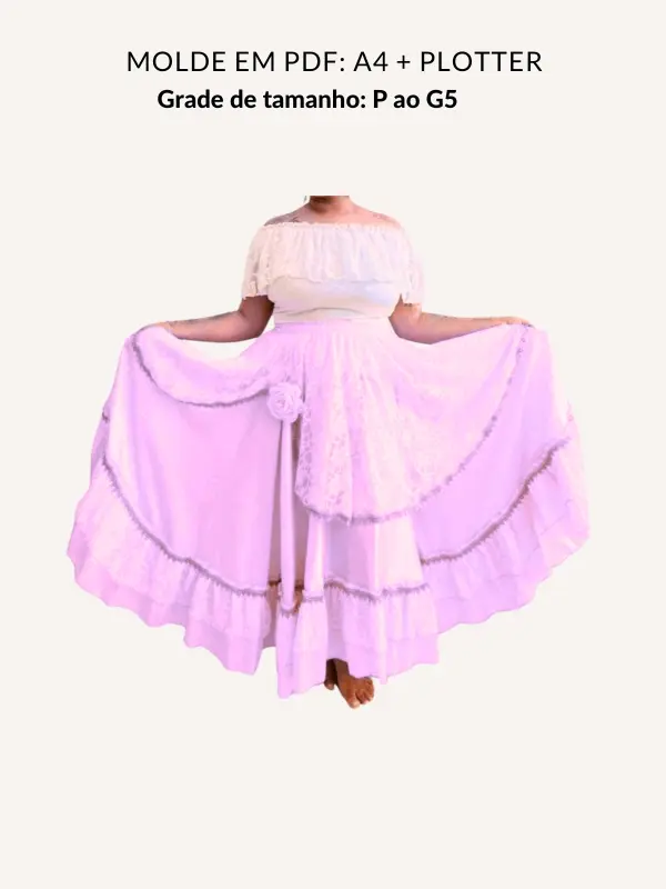 Molde kit blusa e saia cigana