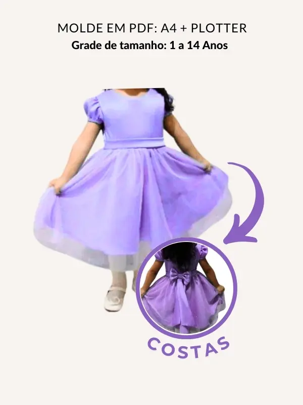 Molde vestido godê infantil