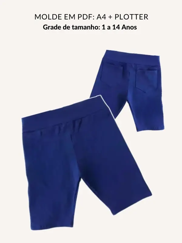 Molde bermuda infantil com bolso atrás