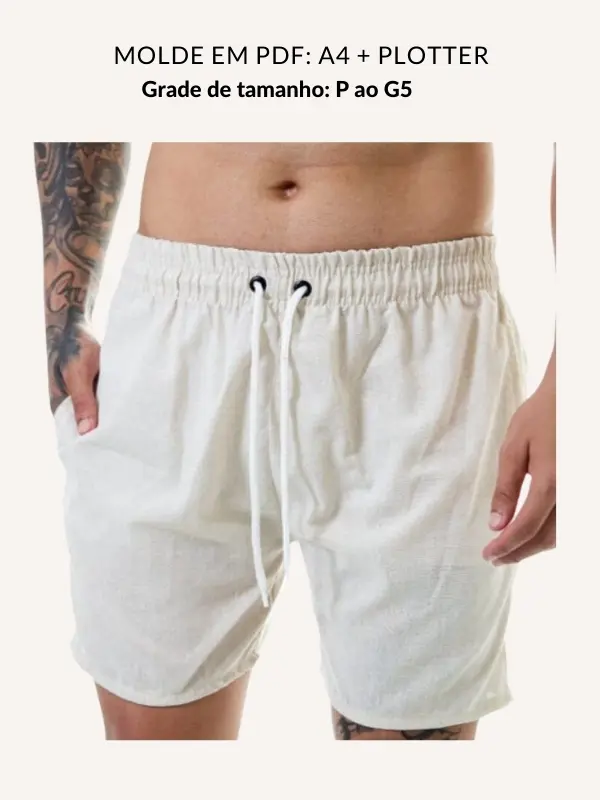 Molde bermuda masculina bolso invisivel