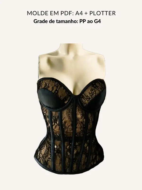 Molde corset overbust com bojo separado